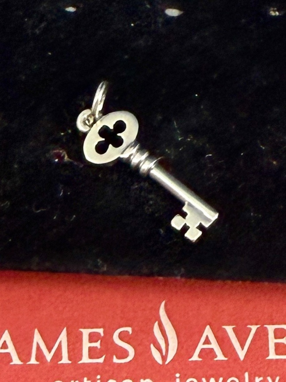 JAMES AVERY Sterling Silver Clover Fleur de Lis Key Charm Pendant; RETIRED